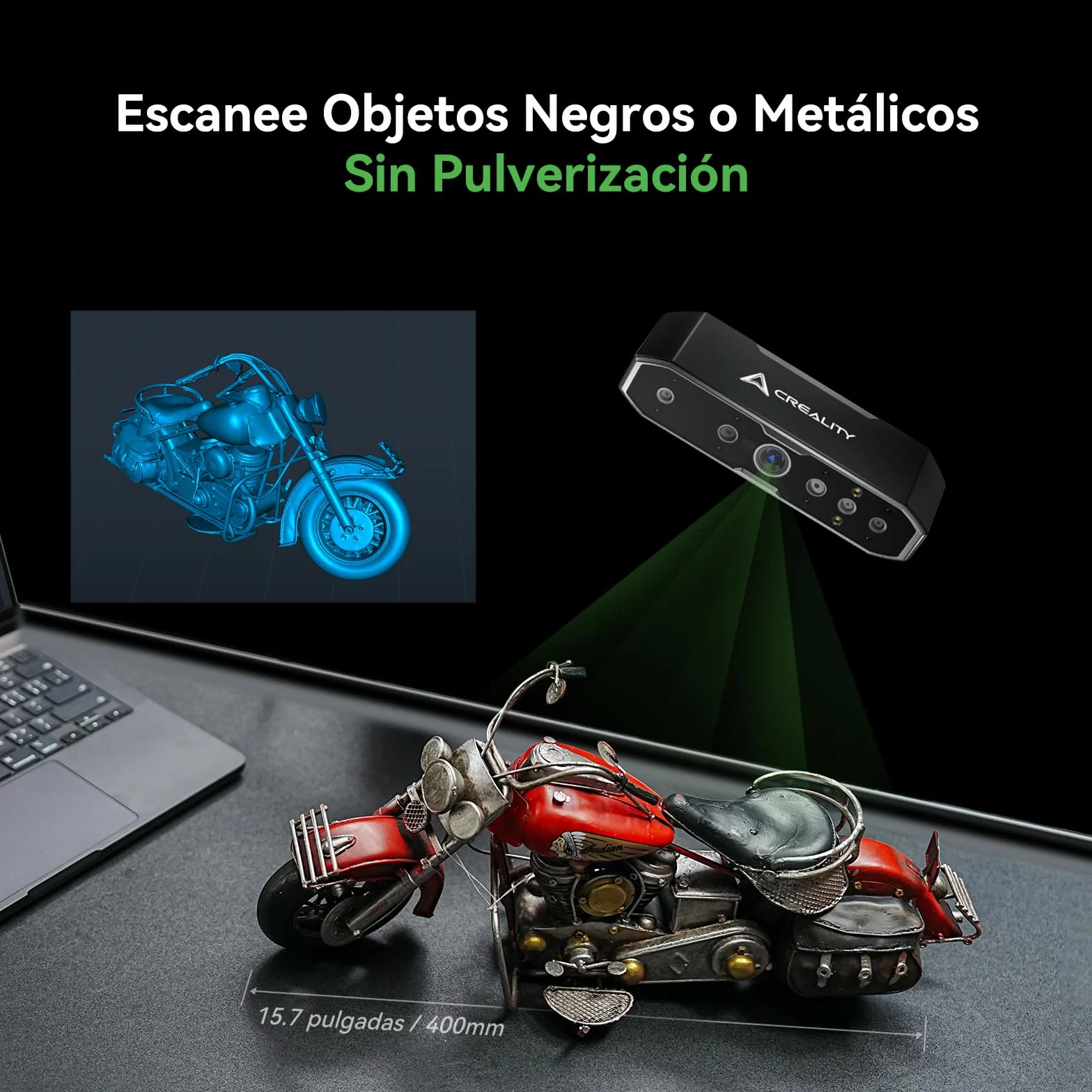 Creality CR-Scan Otter Escáner 3D Portátil para Impresión 3D, Precisión 0.02mm, 20fps, 10-2000mm Escaneo Rango, ≤30000 Lux, con Cuatro-Lentes Visión Estéreo, Seguimiento Antivibración