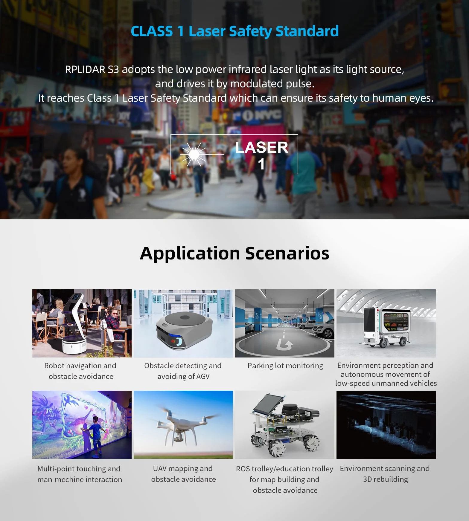 WayPonDEV RPLIDAR S3 360 Degree 2D Lidar Sensor 40m Scanning Radius IP65 Slam Ros LIDAR Scanner Distance Module for Obstacle Avoidance and Navigation of Robots AUV