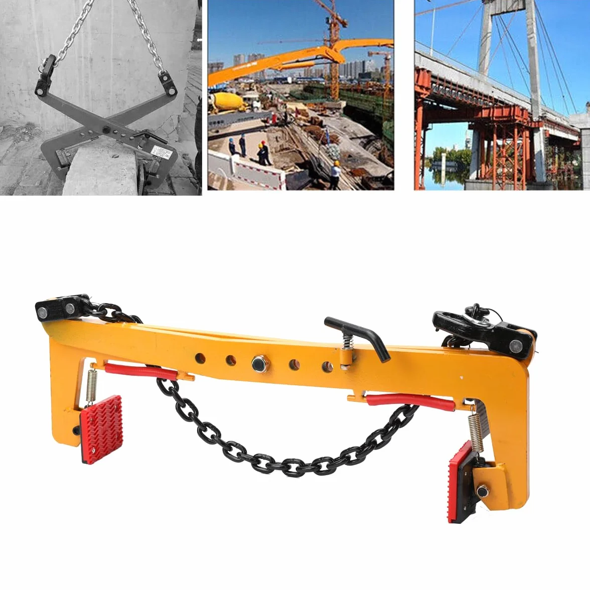 Pinza Ajustable Para Piedra de 500 kg, Elevador y Agarrador de Piedras, Acero Inoxidable, Soporte Para Cadena, Apertura 33-70
