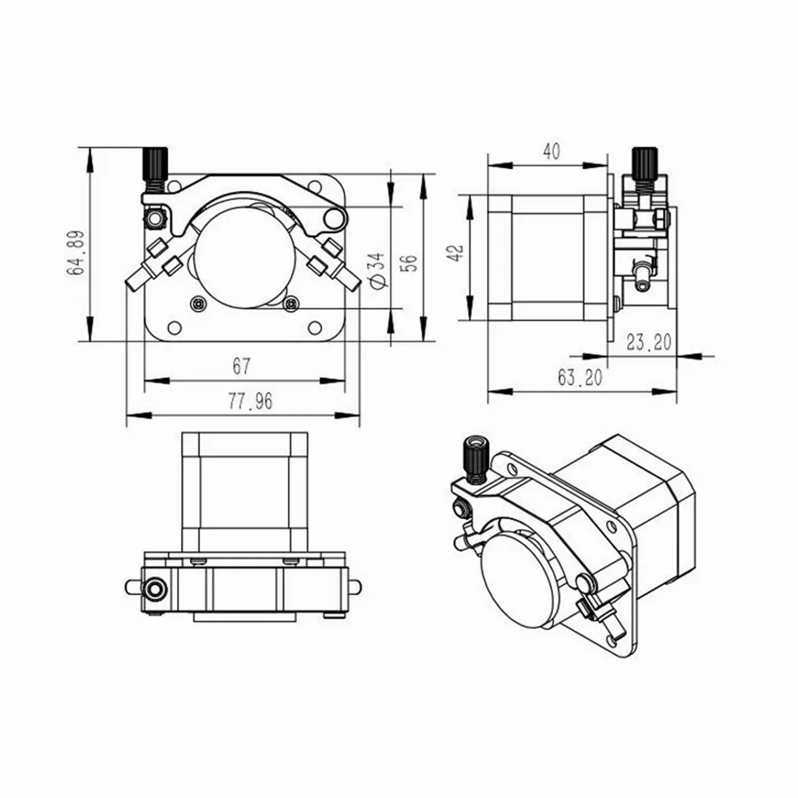Bomba peristáltica, motor paso a paso, bomba viscosa autocebante de alta precisión, bomba de líquido de acero inoxidable, bomba de circulación automática silenciosa(B 1.6x4.8MM)