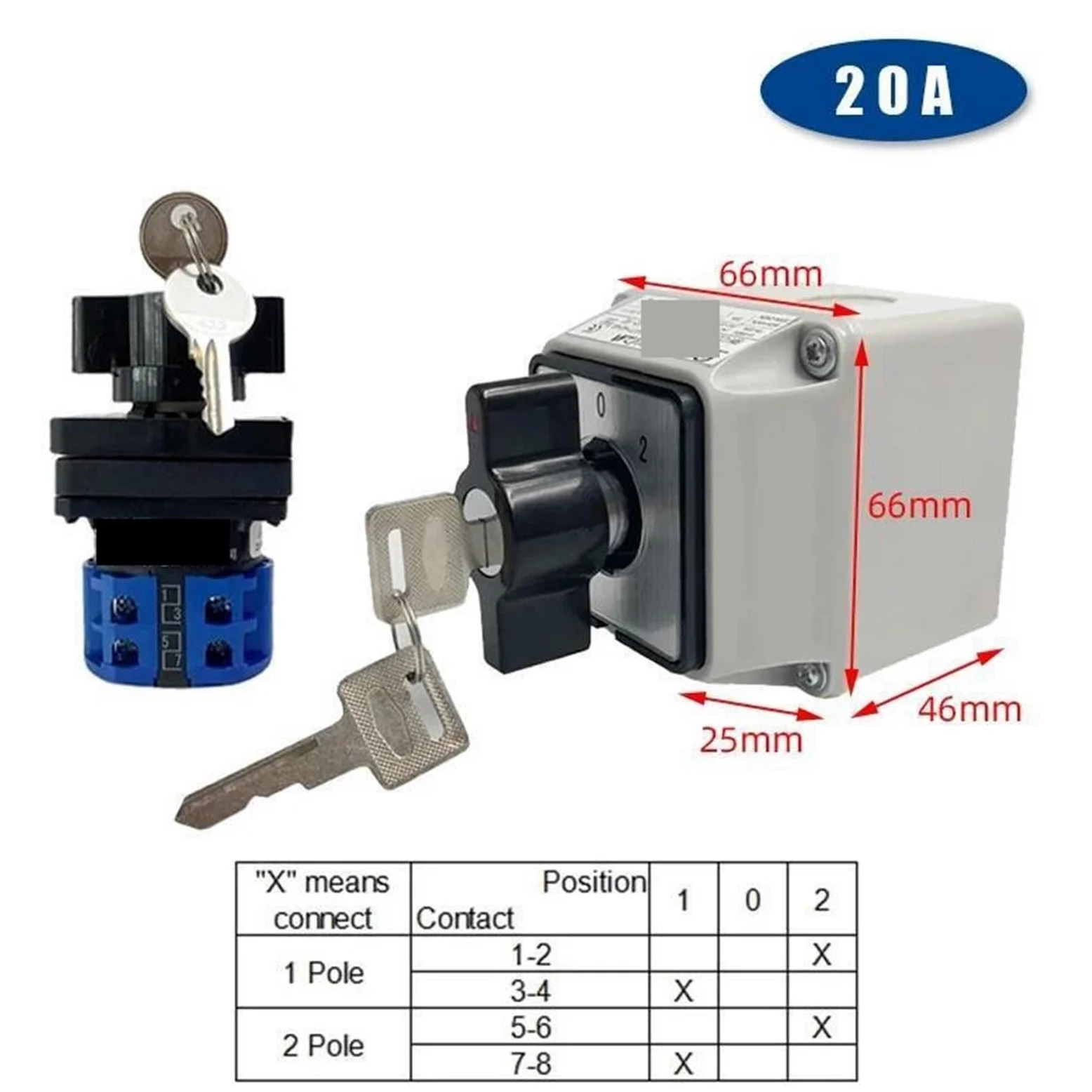 LW26-20MS Interruptor de leva YMW26-20A(2P 8Terminals)