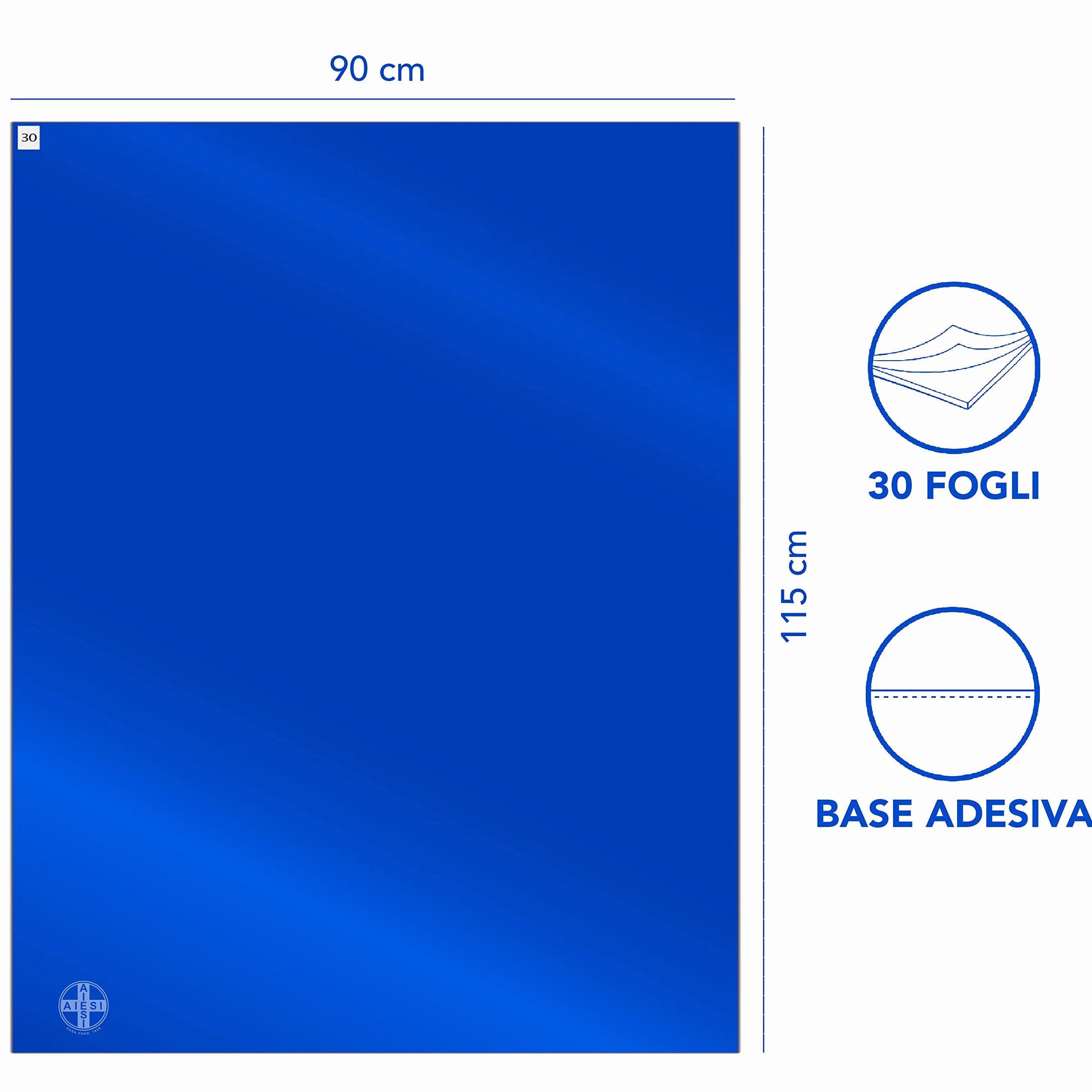 AIESI® Alfombra Descontaminante Adhesiva 30 Hojas desprendible con BACTERICIDA Azul Dimensiones 90x115 cm (5 alfombras de 30 Hojas), Antibacteriana, Antipolvo