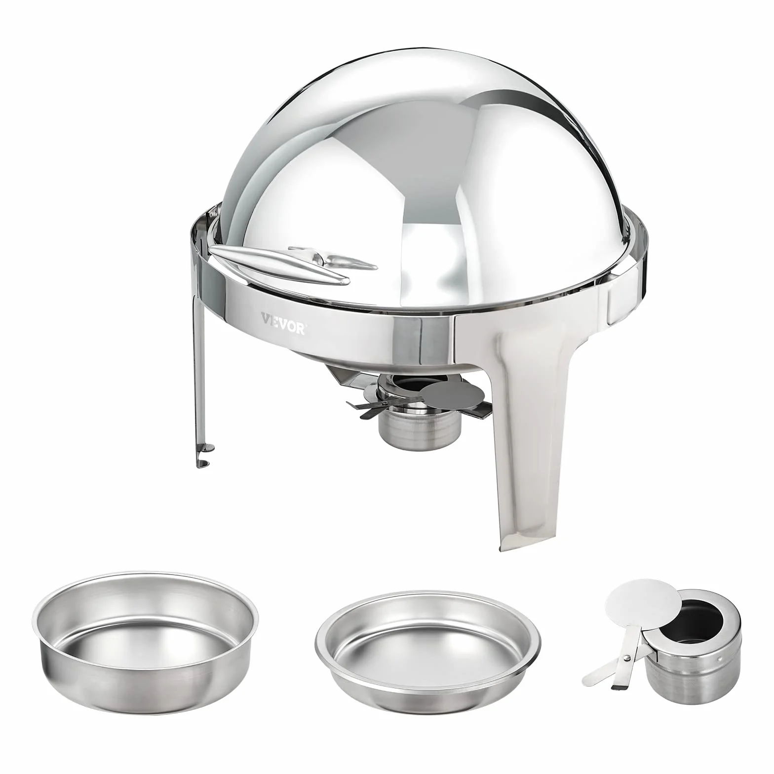 VEVOR Juego de 2 Calientaplatos Redondos 5,5 L Acero Inoxidable para Buffet