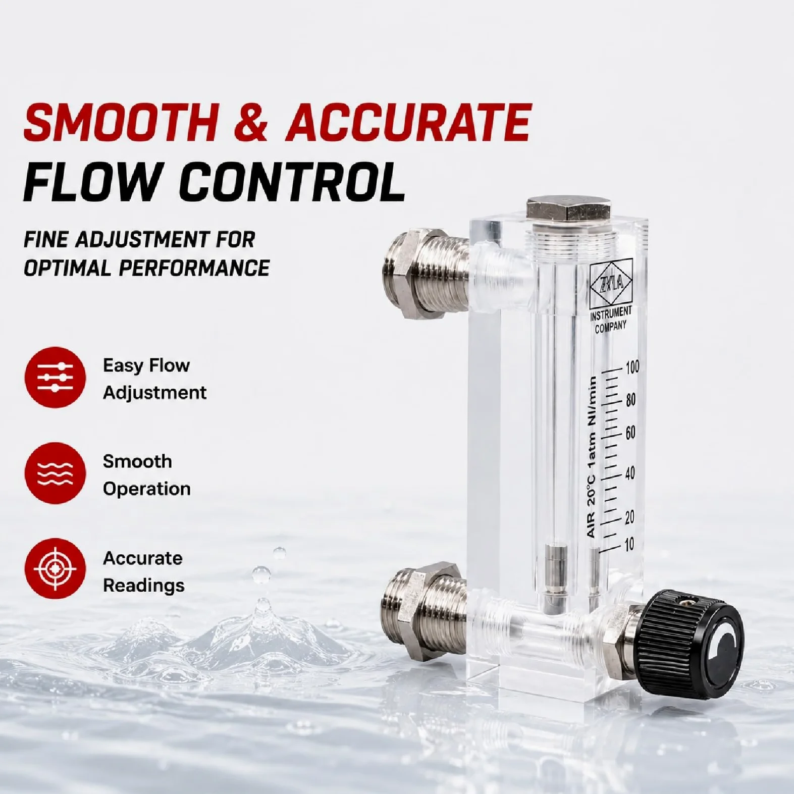 LZM-6T Medidor de Flujo rotámetro Panel acrílico Líquido pequeño 6-1000 ml(Liquid 16-160ml-min)