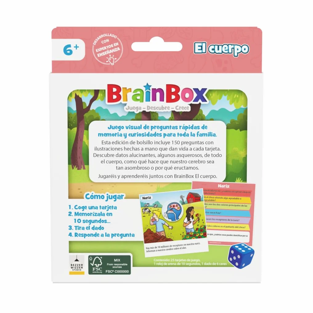BrainBox Pocket El Cuerpo Juego de Cartas a Partir de 6 Años 1 Jugador 10 Minutos Español