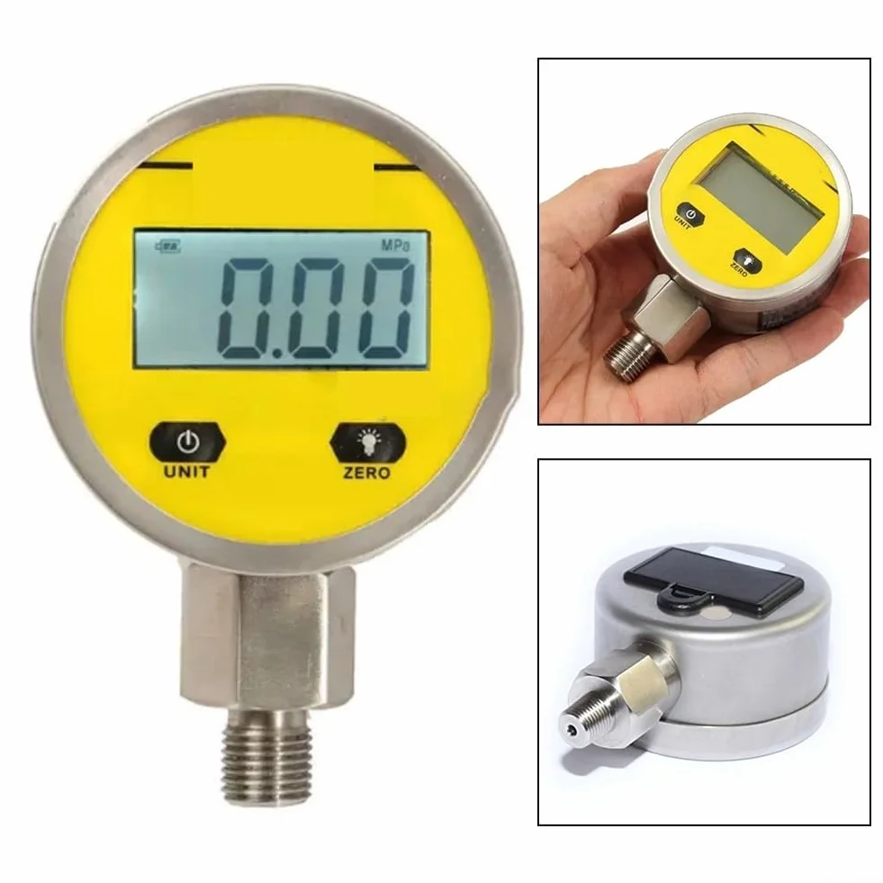 Medidor de Presión Digital, Vacuometro de Vacio Digital, Manómetro de Presión, Pantalla Inteligente de Acero Inoxidable, Probador de Presión Hidráulica al Vacío