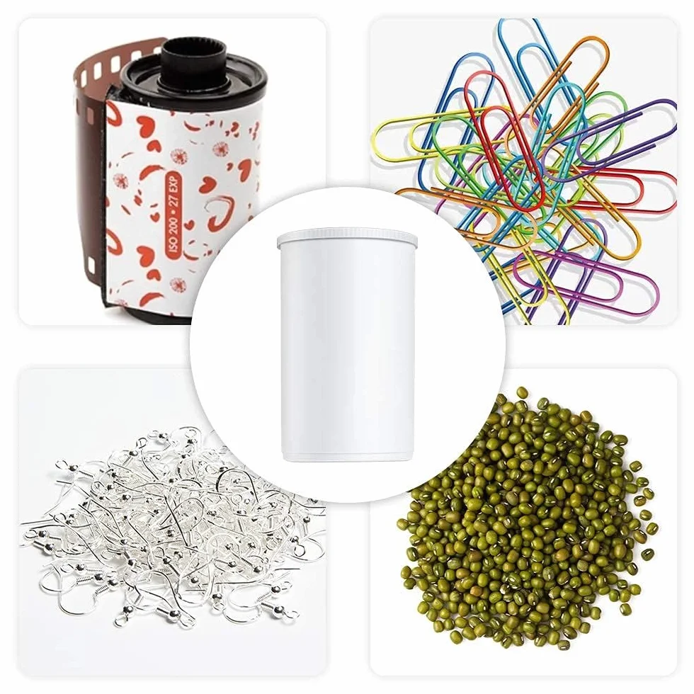 Película Contenedores 10 PCS 33MM Botes de Plástico Latas de Cámara con Tapas Blanco
