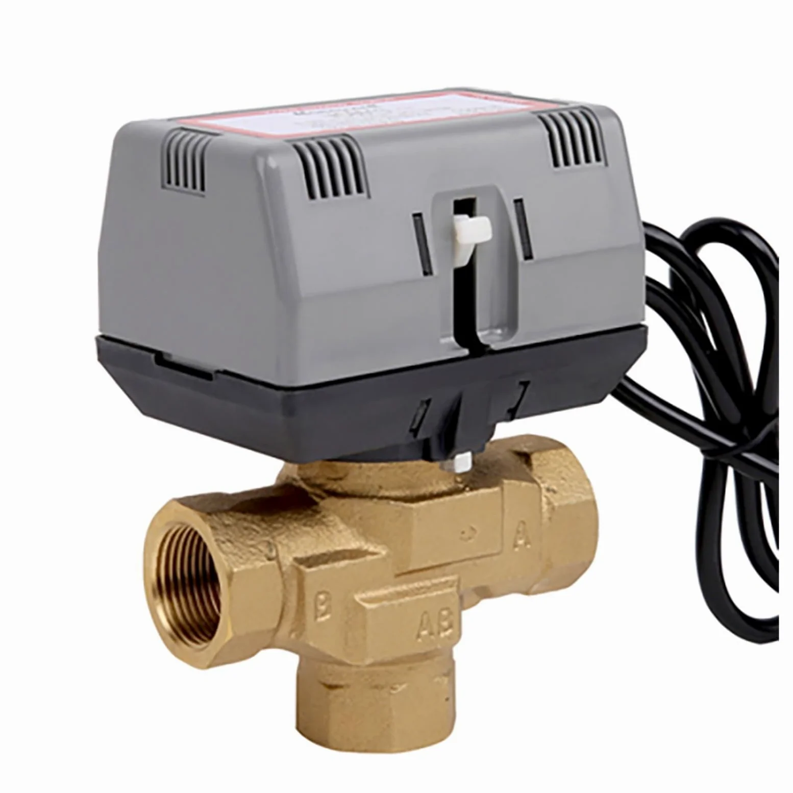 Válvula de control Válvula eléctrica de latón VC6013 de tres vías motorizada, válvula eléctrica AC, 1/2 ", 3/4", 1 ", para un control preciso(DN25)