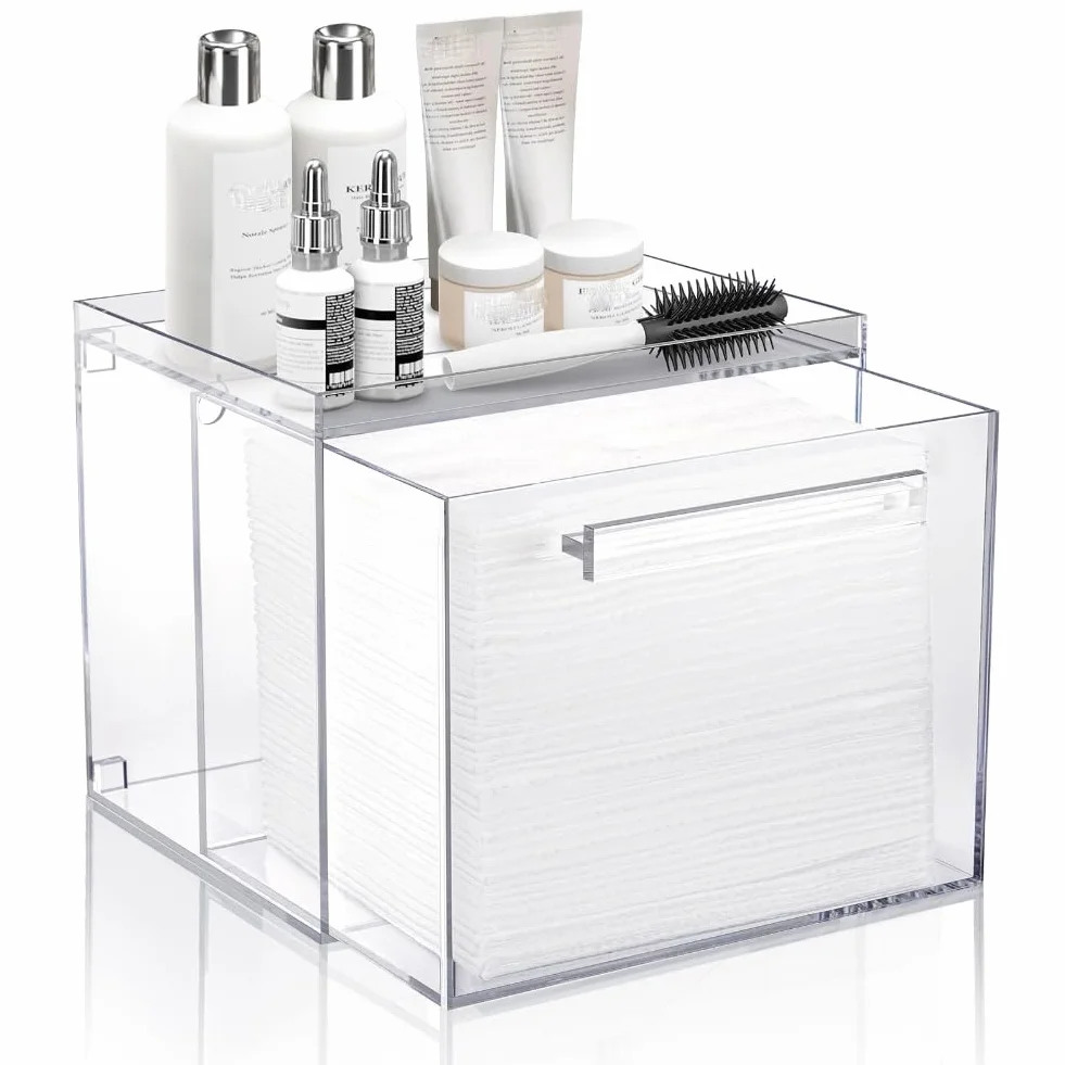 Caja de Almacenamiento de Toallas Faciales Desechables - Contenedor Acrílico Compatible con Clean Towel XL
