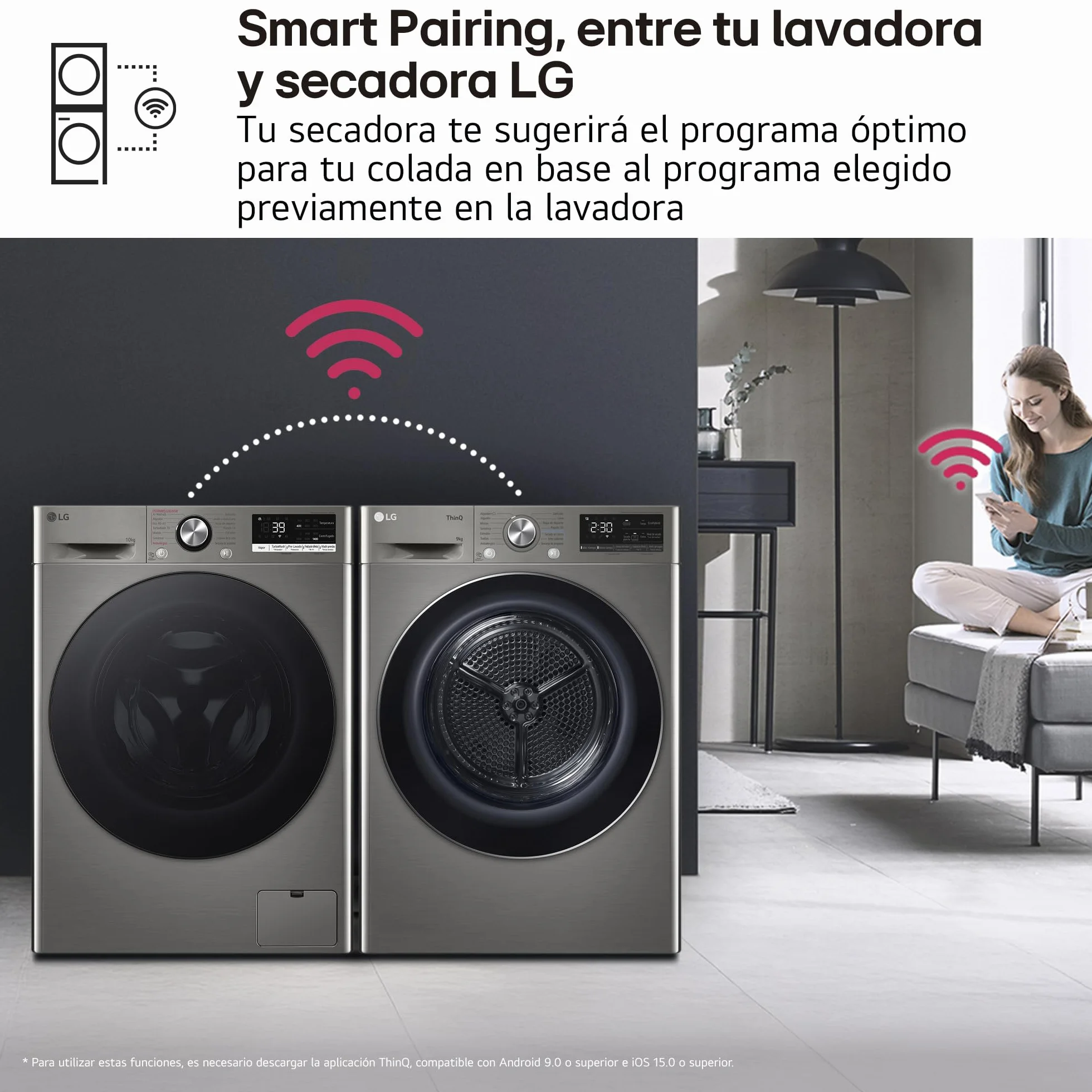 LG RH90V9PV2N Secadora de Ropa 9Kg Bomba de Calor Dual Invert Carga Frontal Serie 900 Inox Antihuellas