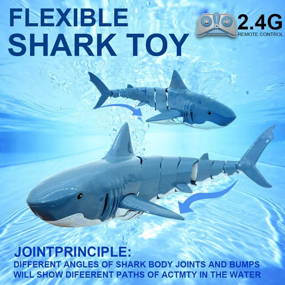 Bprtcra 2.4G RC tiburón juguete impermeable simulación eléctrico velocidad barco pescado para piscina baño