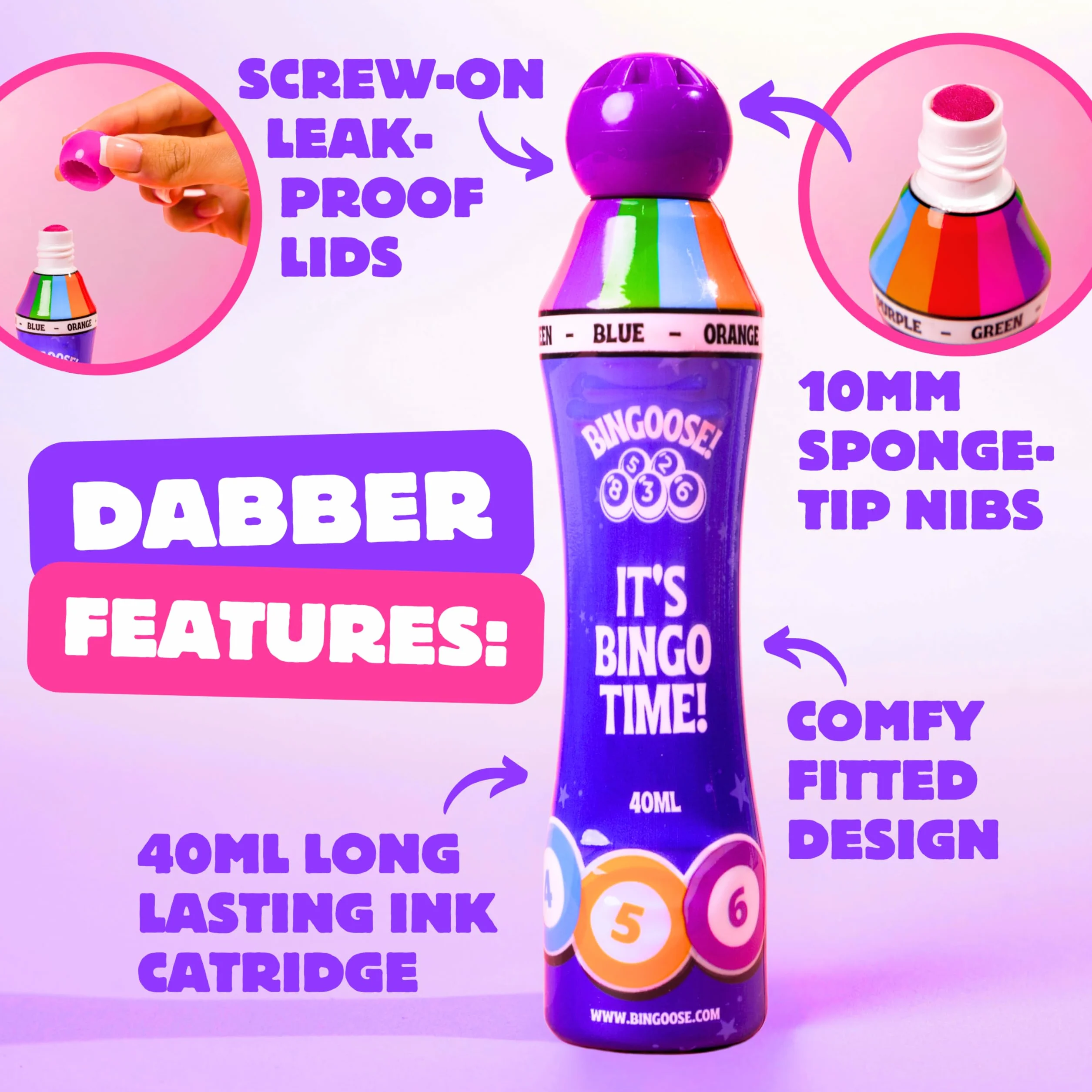 Bingo Dabbers Juego de 6 Bolígrafos de Bingo Punta de Esponja Marcadores Brillantes