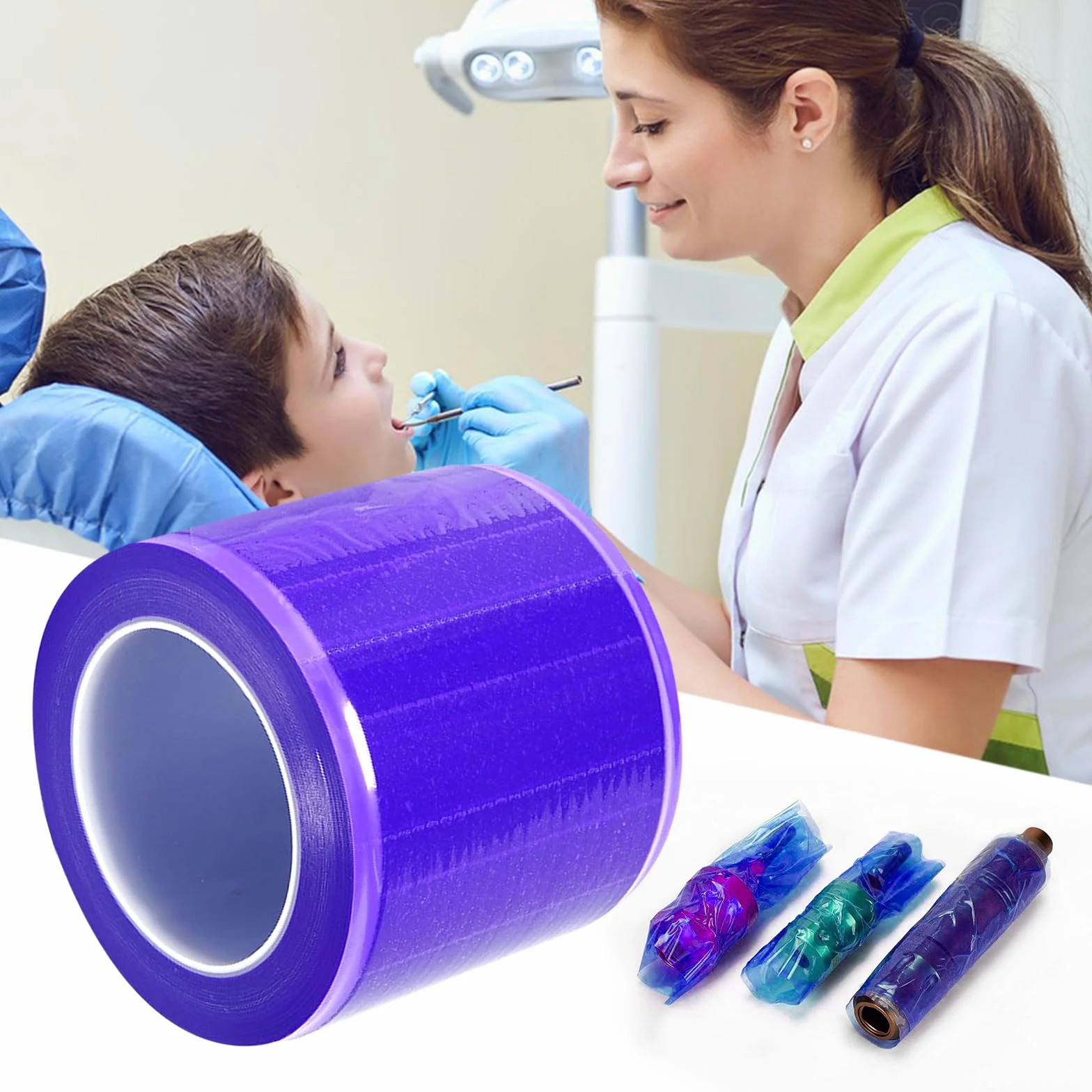 Protector dental de plástico desechable 1200 hojas película adhesiva morado
