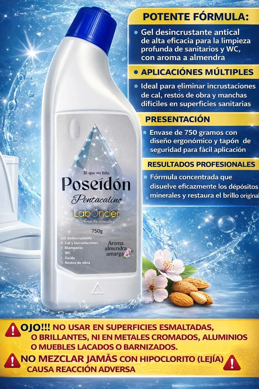 POSEIDON Gel Desincrustante Antical WC Sanitarios 750g