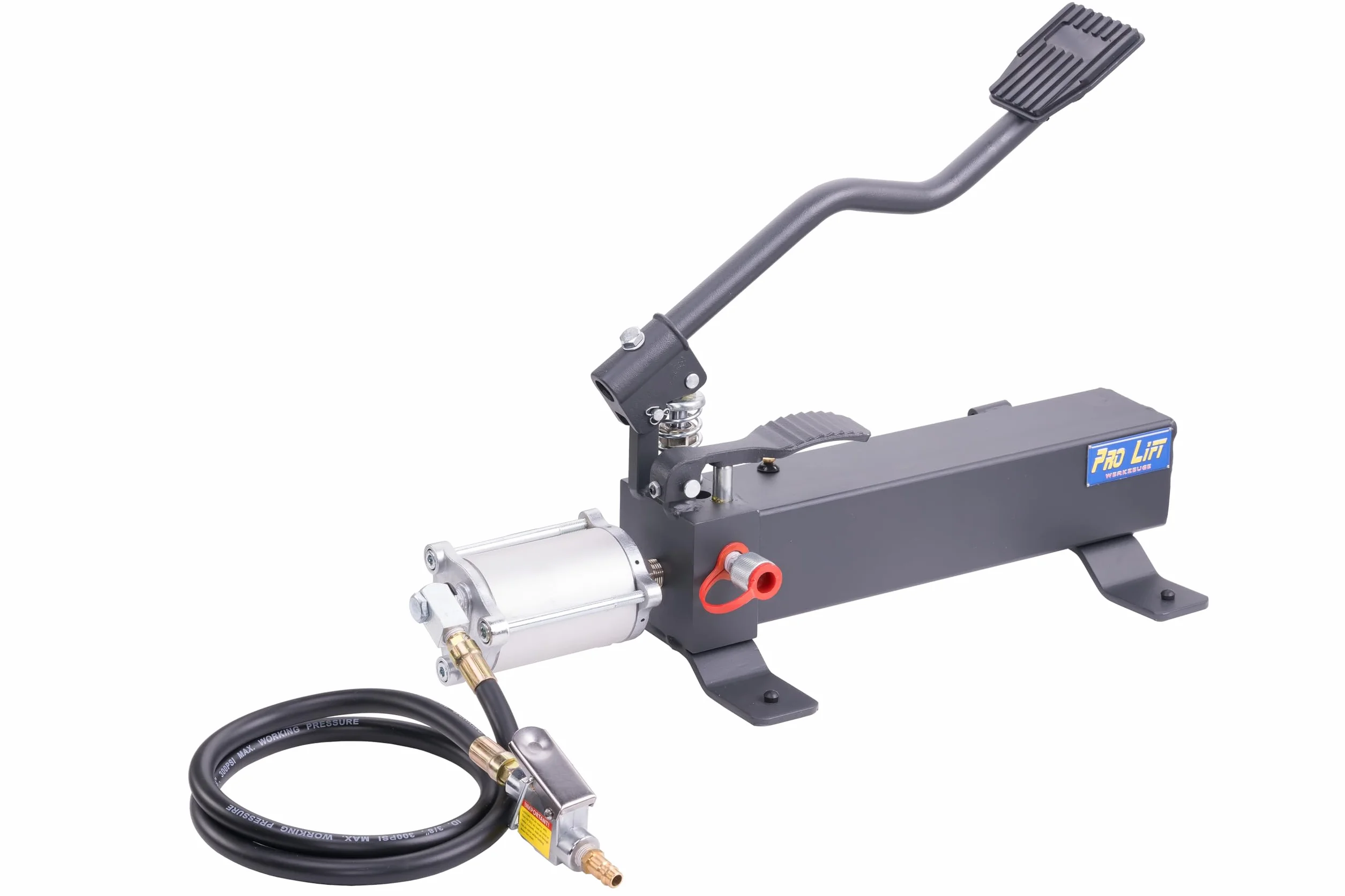 Bomba hidráulica con pedal de pie y transmisión neumática, volumen de aceite: 1000 cm, bomba hidráulica 590 bar de presión de trabajo, bomba hidráulica