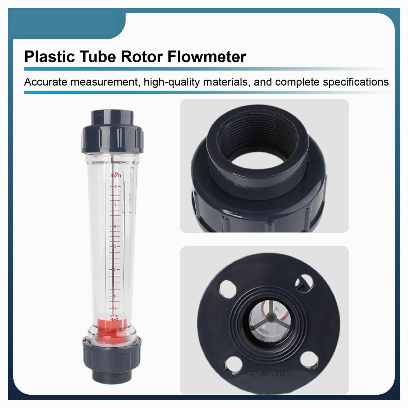 1 medidor de Flujo de área Variable de Tubo de plástico DN15-50, rotámetro de líquido.(DN32 0.4-4m3 per H,Gluing Socket)