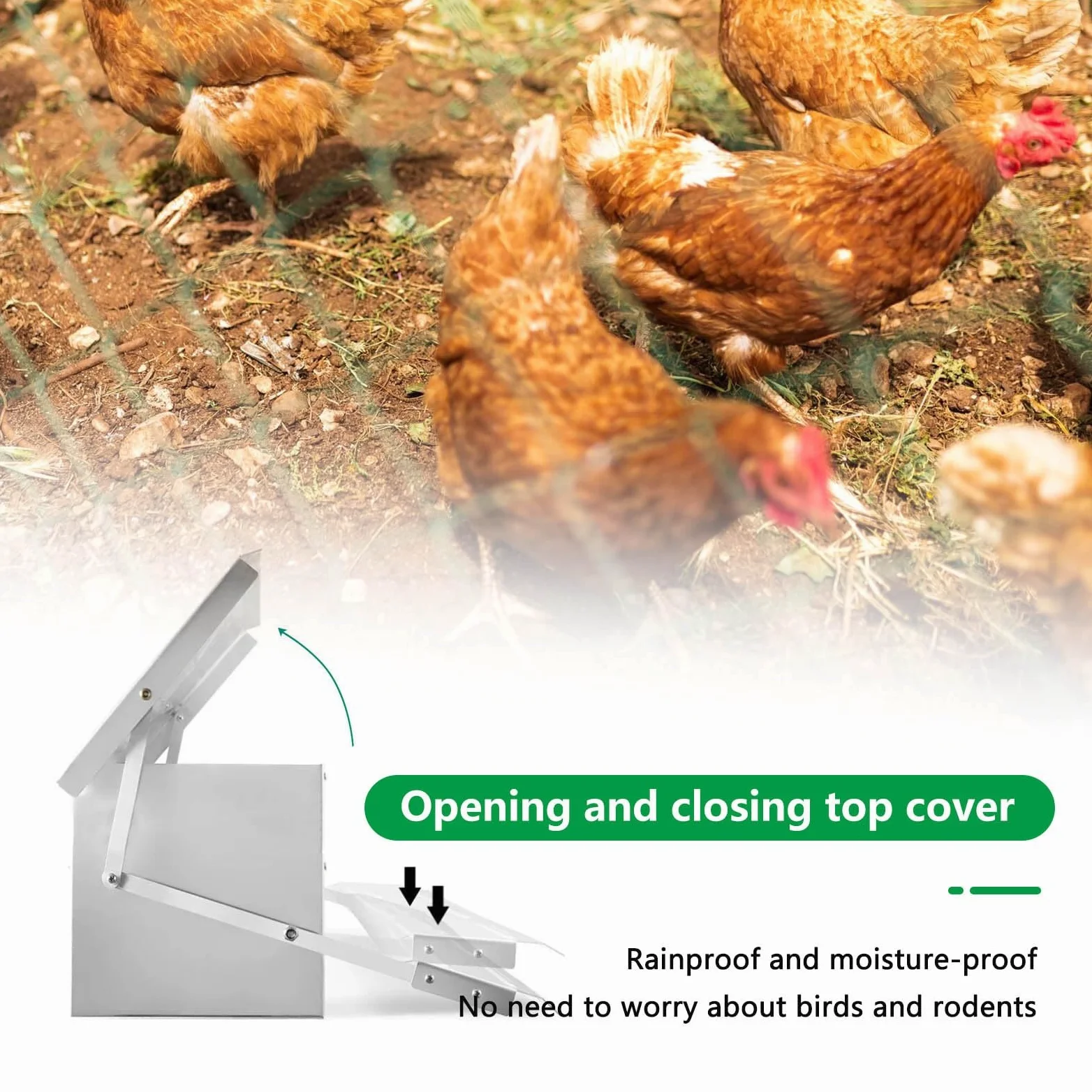 Comedero AutomáTico para Gallinas Comedero con Pedal AutomáTico Interruptor de Gravedad Comedero Gallinas Antipajaros FáCil de Limpiar Comederos AutomáTicos de Pollos con Tapa