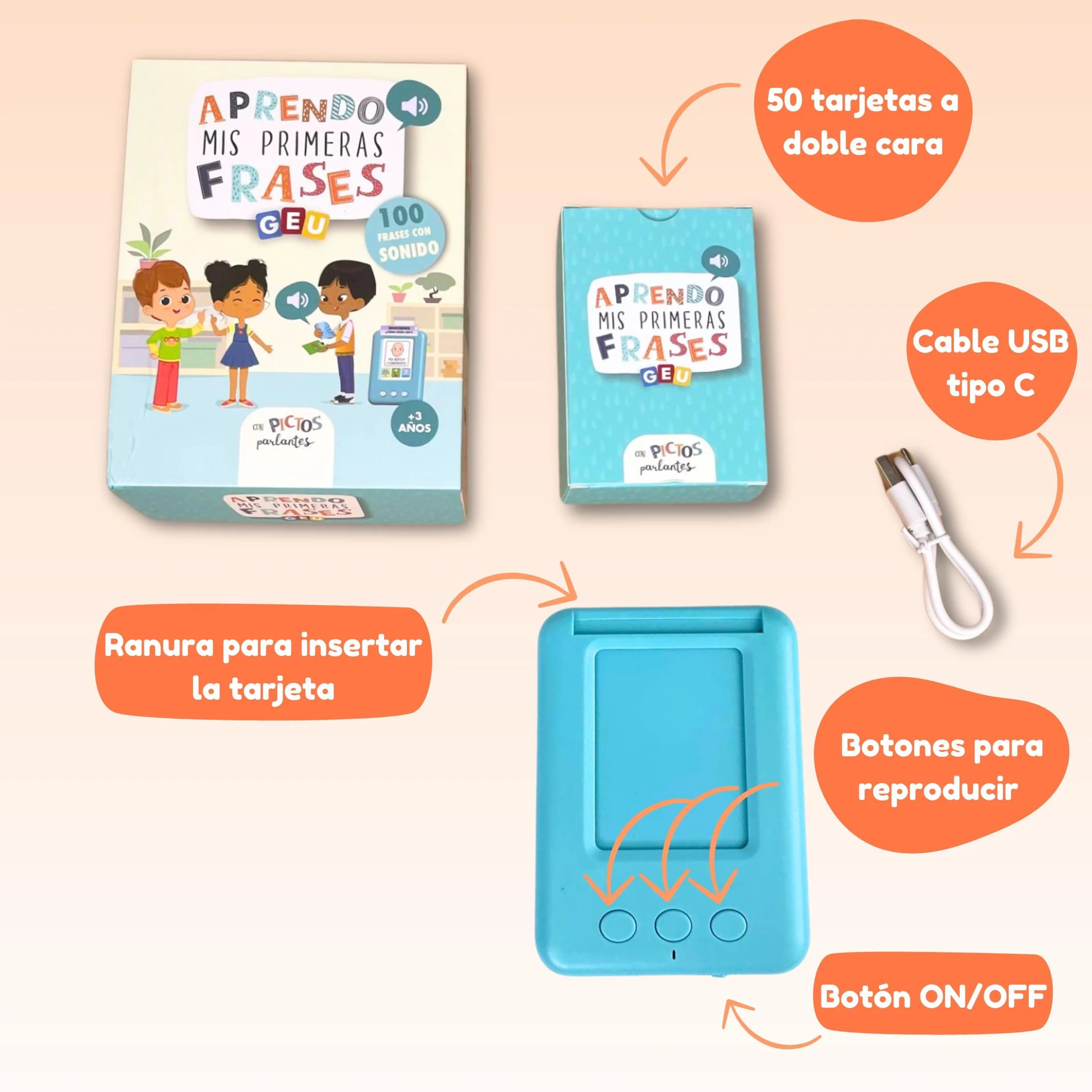 Tarjetas Parlantes Español con Pictogramas | Estimulación del Lenguaje y Apoyo para Aprendizaje del Idioma - Editorial GEU