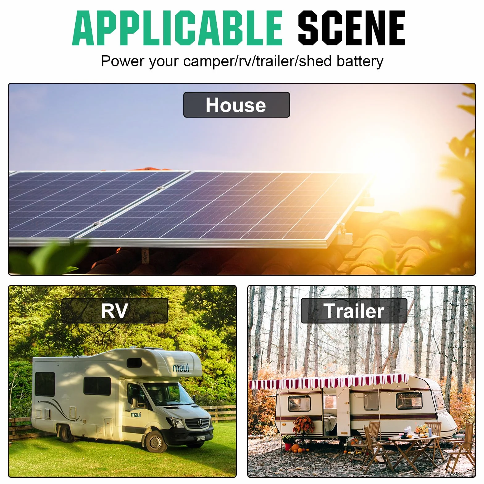 ECO-WORTHY kit panel solar monocristalino 240W módulo solar de 12V + regulador de carga solar de 30A + cable solar de 5m + Z para autocaravana, caravana, hogar y sistema aislado de la red eléctrica