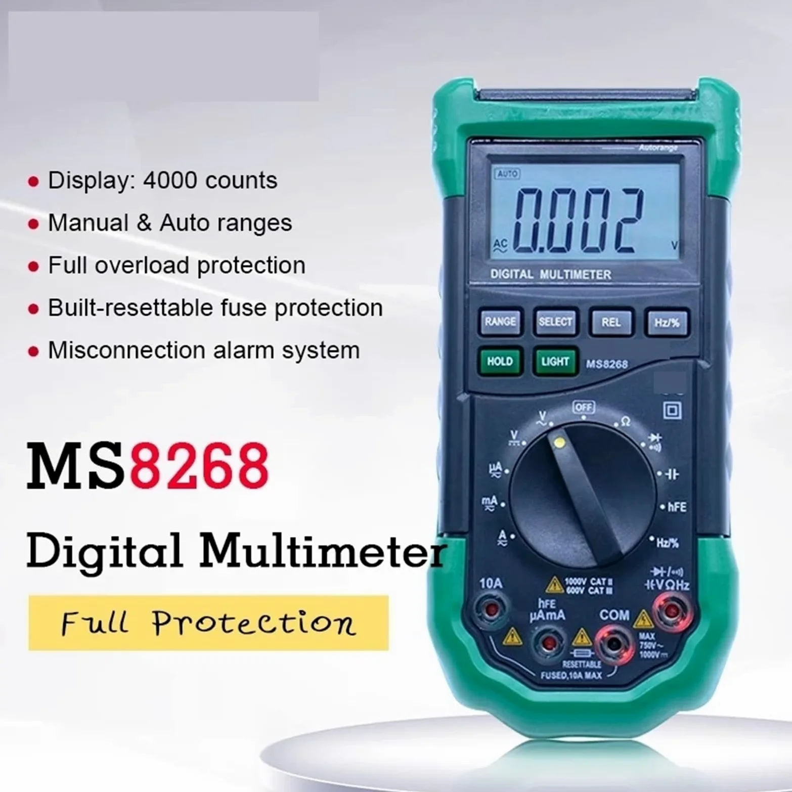 Probador de fibra óptica, Multímetro digital de rango automático MS8268