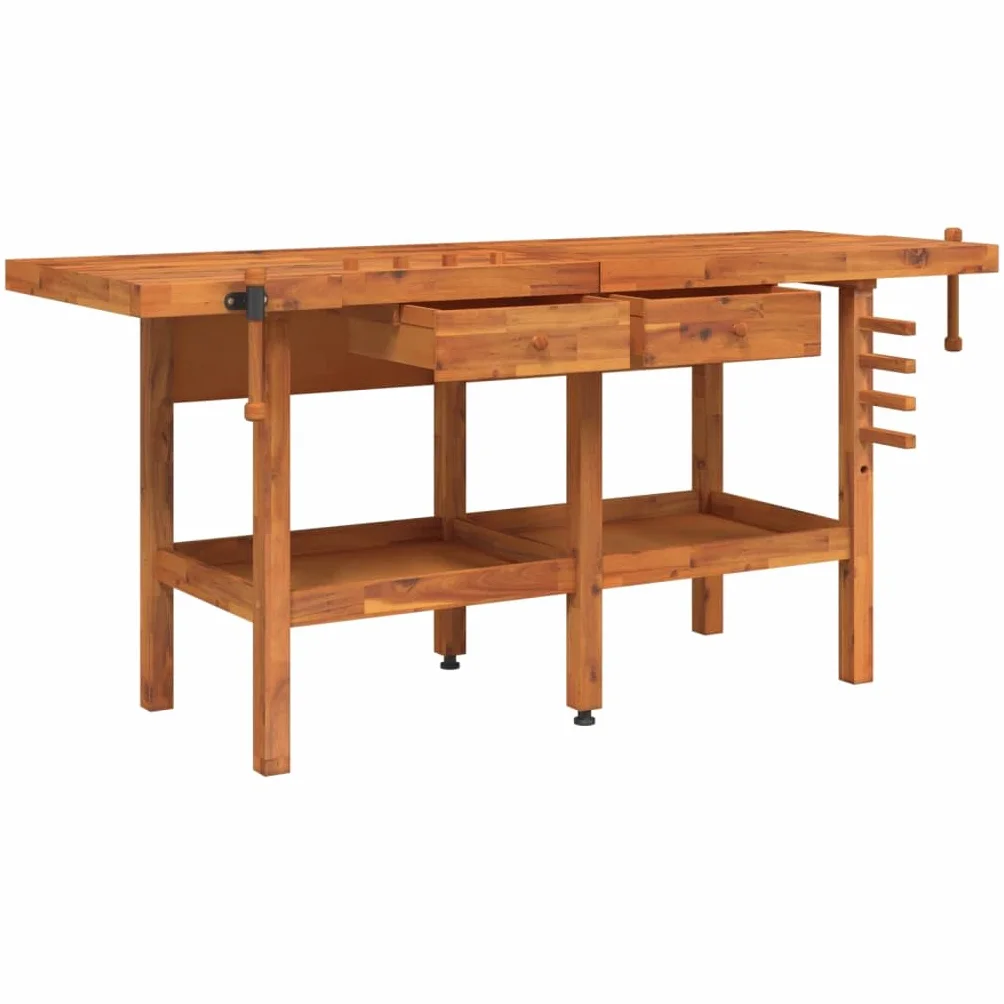 vidaXL Banco de Trabajo con Estante Mesa de Trabajo Organizador para Taller con Almacenaje Cajones y Tornillos Banco Madera 192x62x83 cm