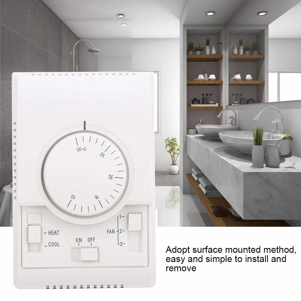 DEWIN Controlador de Temperatura Mecánico Termostato 10-30℃ AC 220V