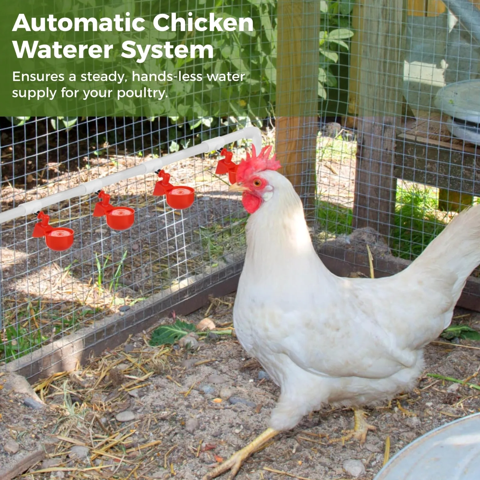 Bebedero automático para gallinas, juego completo, bebedero automático con tubos de PVC, mangueras de jardín, válvula de flotador, sistema de bebedero para aves de corral a prueba de fugas, fácil
