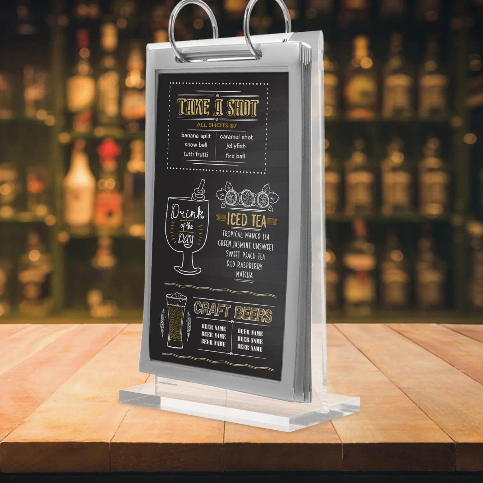 SEWACC 5 Elegantes Caballetes Para Exhibir Menús Y Carteles Con Base Para Restaurantes Y Oficinas.