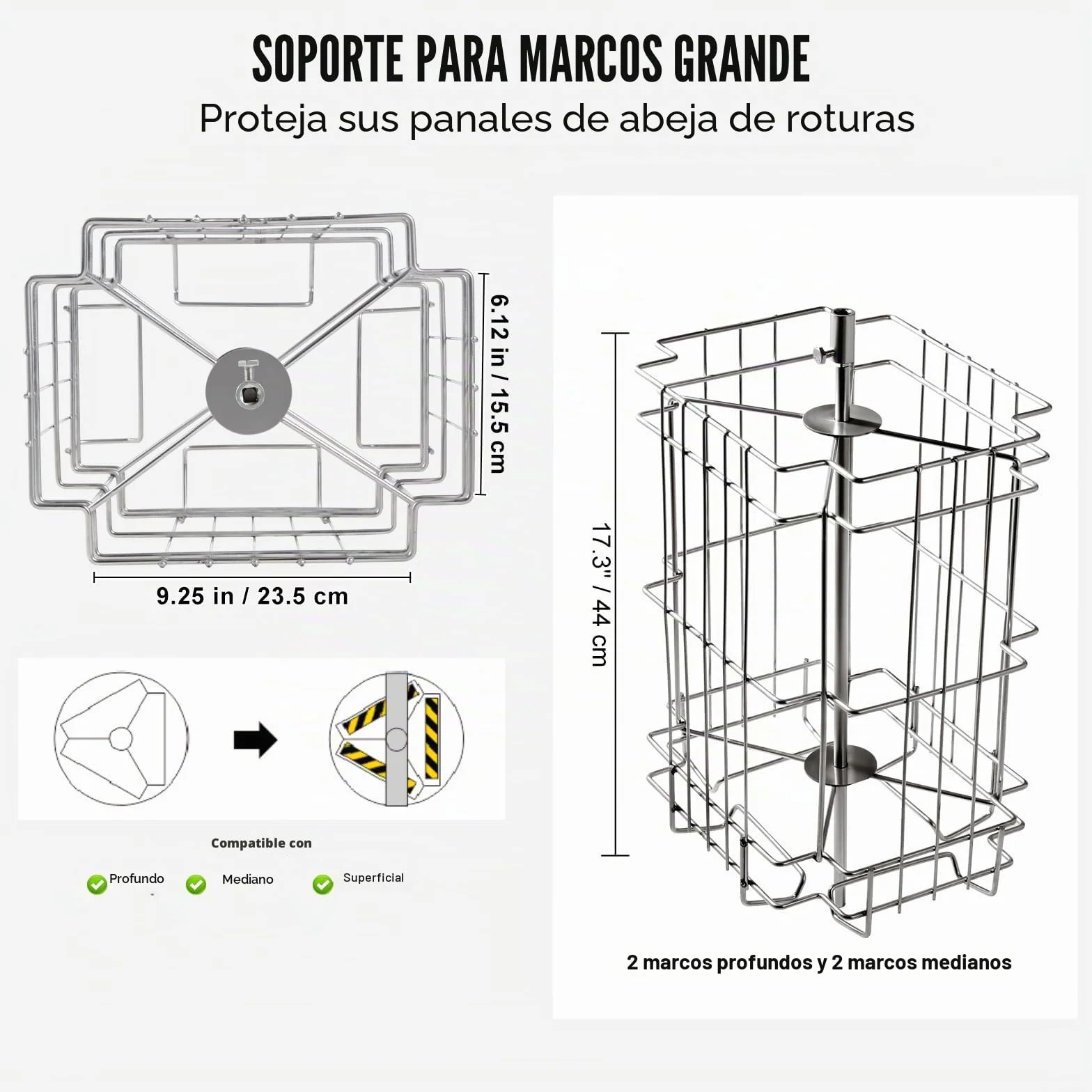 VEVOR Extractor de Miel Manual 2/4 Marcos Centrífuga Separador de Miel de Acero Inoxidable con Tapa Adecuado de Panal Tamaño Profundo 48x23 cm Tamaño Mediano 48x16 cm Altura Regulable para Apicultura