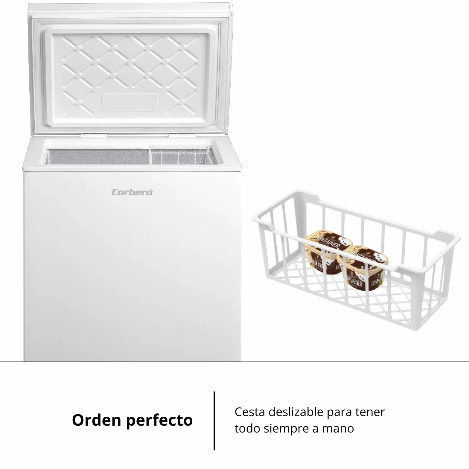 Corberó Arcón Congelador CCHM1006M 99L 54,7cm x 84,9cm Blanco Sistema Dual Súper Congelación
