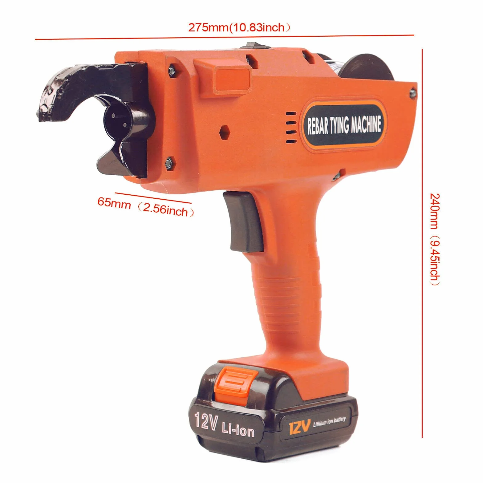 Máquina flejado automática 4500mAh Máquina de fijación de alambre de refuerzo Rebar Tying máquina de encuadernación eléctrica 8mm-34mm,para barras de armadura,suelo de celosía,mangueras (naranja)