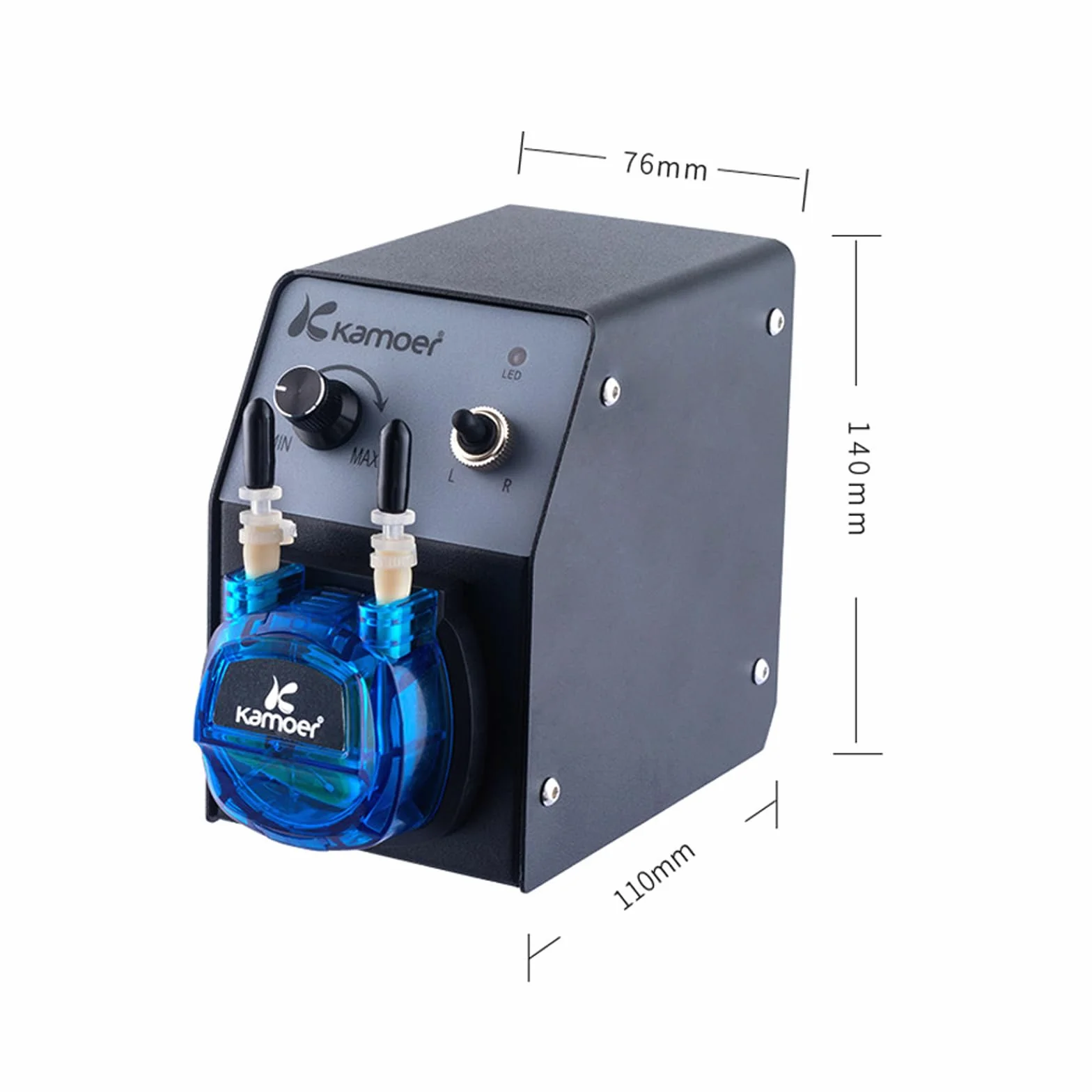 Bomba peristáltica Kamoer de 12 V pequeña bomba dosificadora de velocidad variable para experimento químico de laboratorio, tubo KCP PRO2 Norprene #3,2 mm × 6,4 mm, 40-210 ml/min, con adaptador de