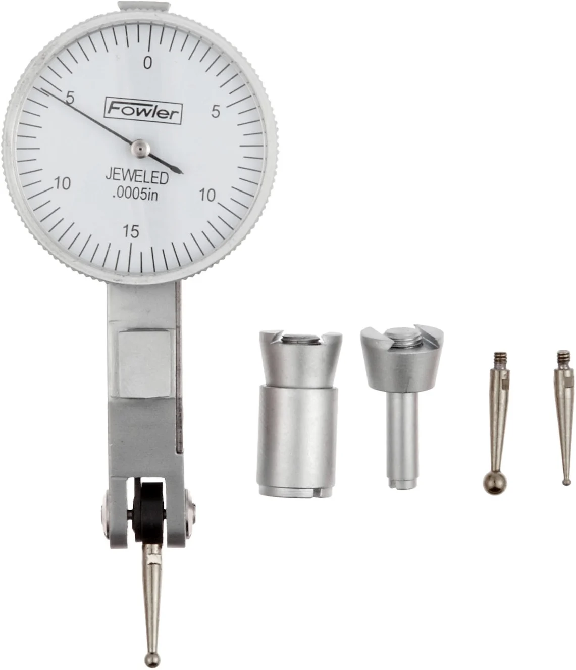 Fowler - Indicador de prueba de rostro blanco con medidas de pulgada y lectura equilibrada, 0.030" Max. Measurement, 1" Diameter, blanco, 1