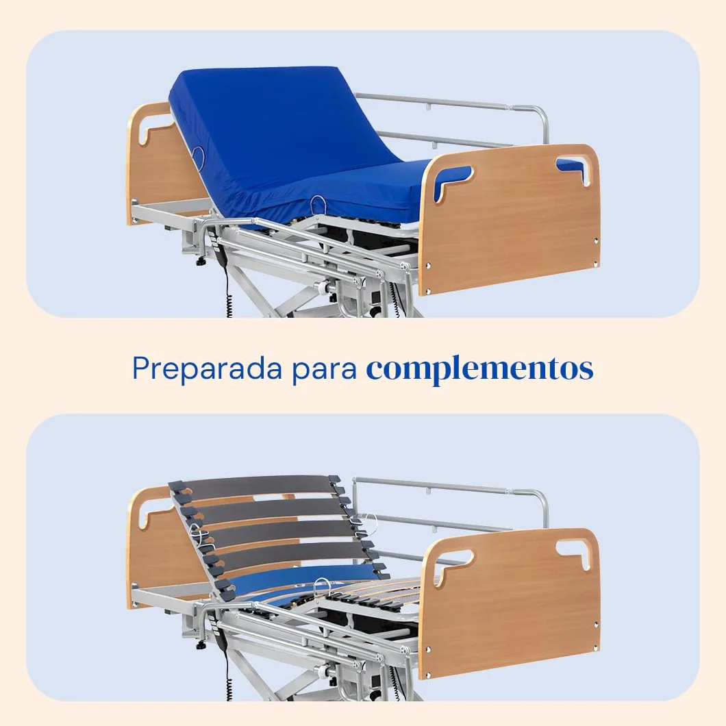Geriafy - Cama articulada eléctrica con Carro Elevador (105x190, Colchón viscoelástico + Barandillas + Cabecero-piecero)