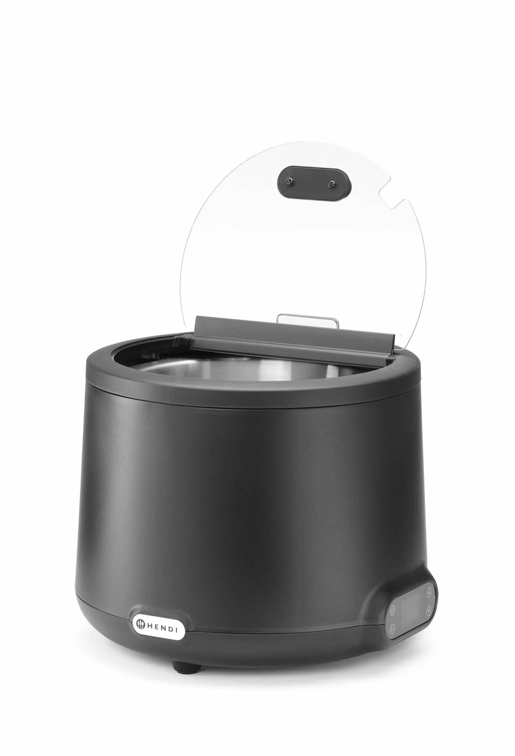 HENDI Hervidor de sopa eléctrico UNIQ para buffet, 8L, 35-85°C, 220-240V, 500W, ⌀365x(H)325mm, aluminio, acero inoxidable, PP, vidrio templado, negro