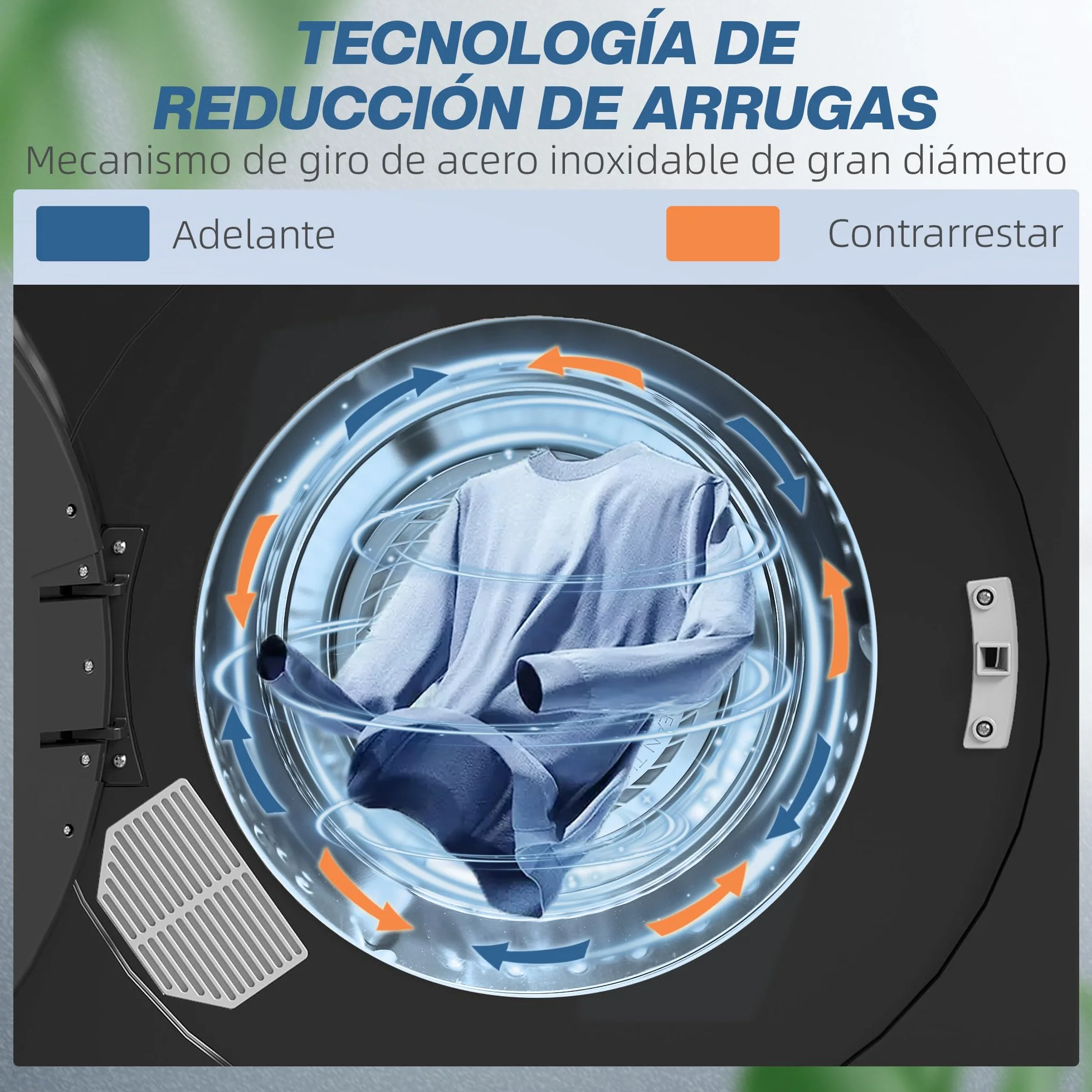HOMCOM Secadora de Evacuación 5 KG 1000W Tambor Inox Negro