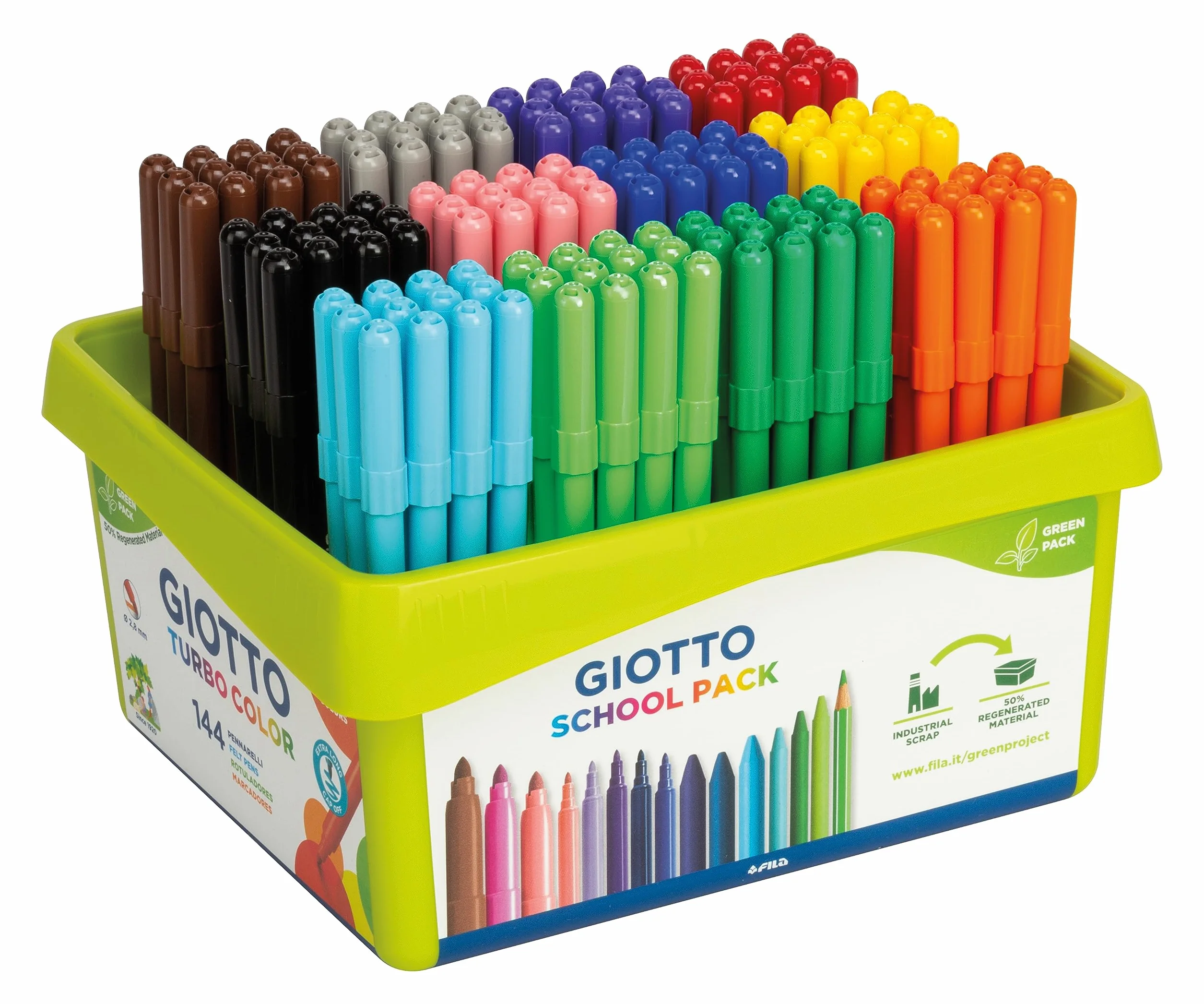 GIOTTO Turbocolor Rotuladores Punta Fina 2.8mm 144 uds Schoolpack Bio Plástico