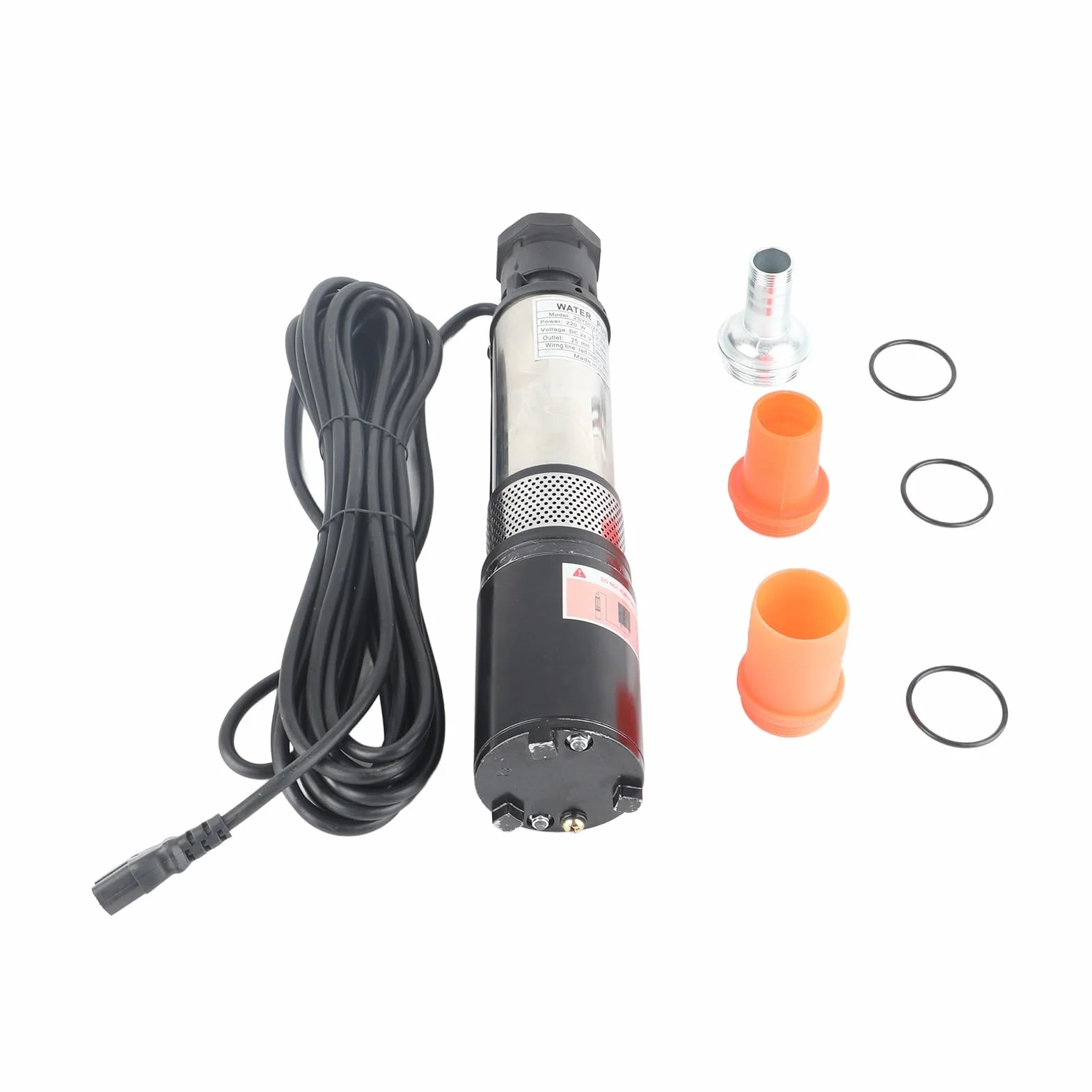 Keenso Bomba de Pozo Profundo CC Bomba de Refuerzo de Alta Eficiencia con Energía Solar para Granjas, Jardines y Acuicultura Acero Inoxidable 220 W Elevación de 20 M