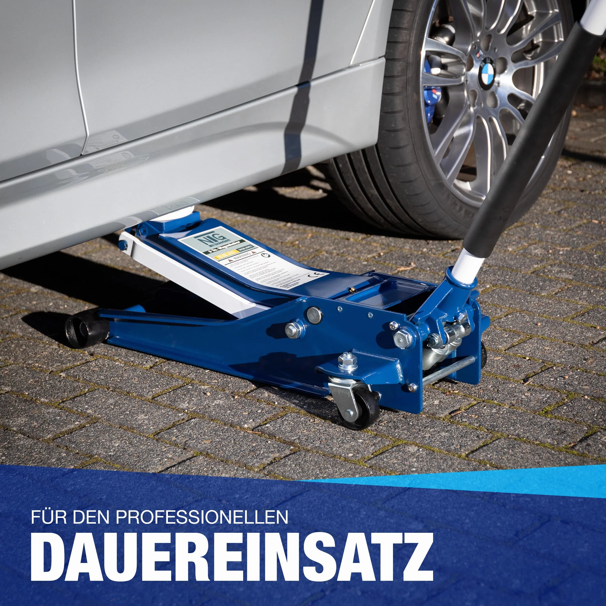 NTG Gato hidráulico 3T | Altura de elevación de 75 – 505 mm | con Doble Cilindro Plano para SUV & Coches Profundos Coche Coche Gato hidráulico 3T 3 toneladas [Extra Estable 35,2 kg]