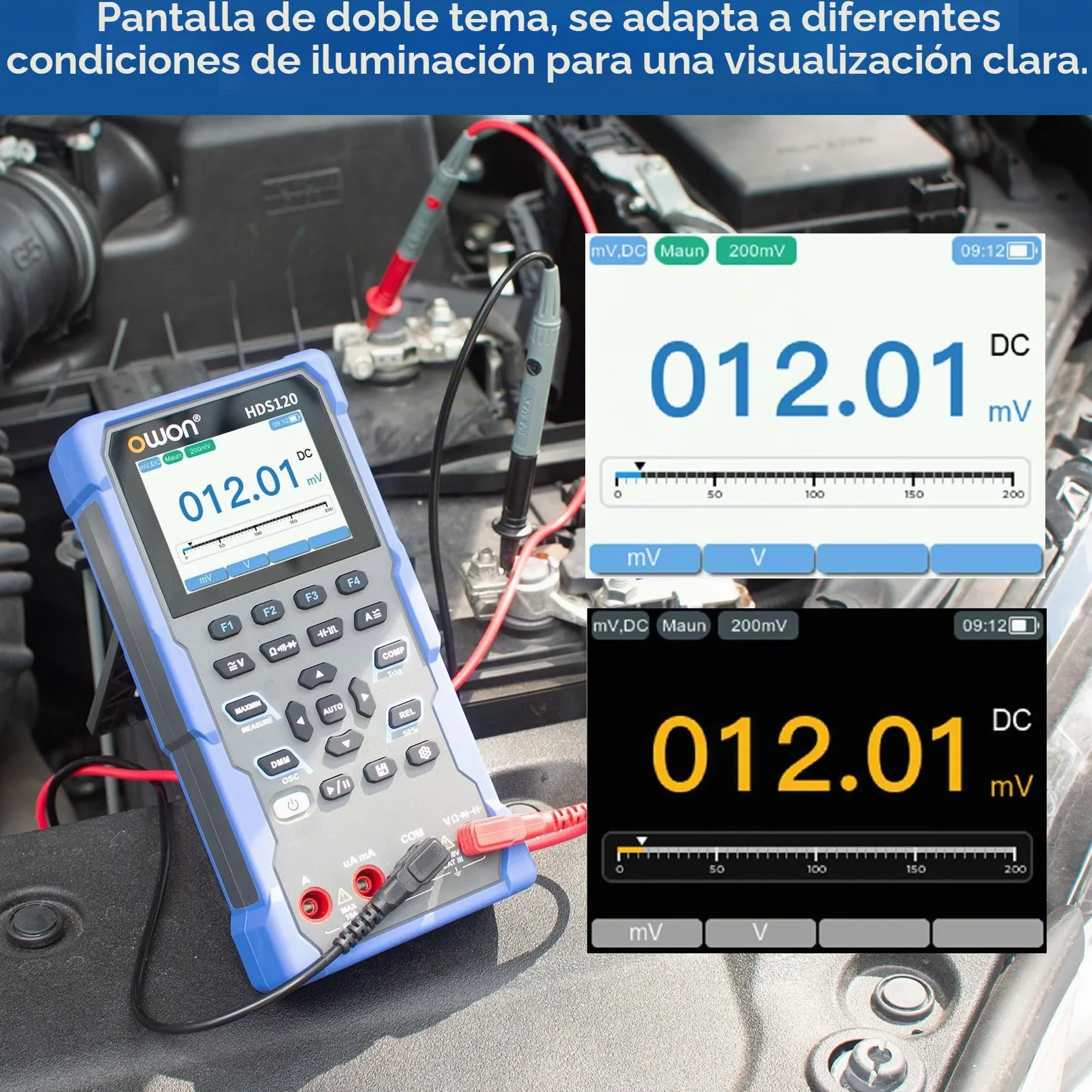 OWON HDS120 Osciloscopio Multímetro 2 en 1 de 1 MHz, multimetro de mano multifunción, multímetro digital de 20.000, pantalla IPS de 2,8 pulgadas, instrumento de prueba universal (multímetro