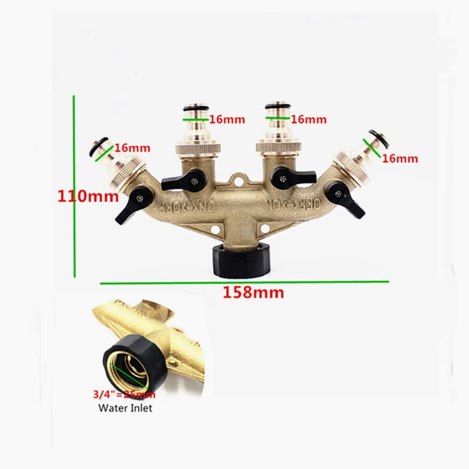 Accesorios de tubería latón, Accesorios Grifo Manguera 4 vías, colector válvula, Divisor, adaptadores, 1 Pieza, reparación Distribuidor Agua