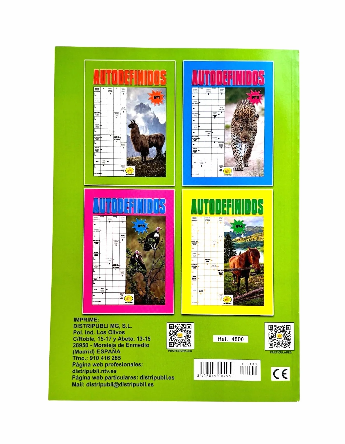 4 Libros Pasatiempos Autodefinidos Letra Grande en Español para Adultos Mayores Blanco y Negro