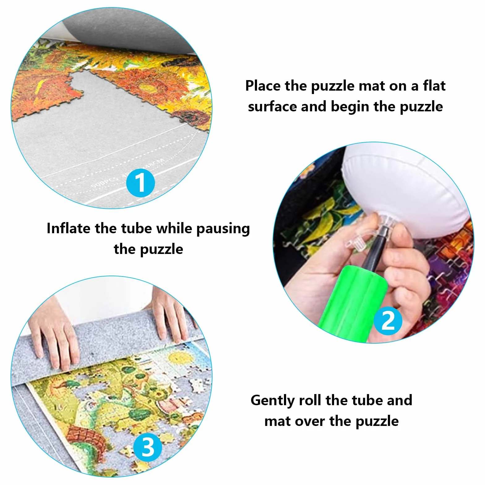 Tapete para Puzzle de hasta 1500 Piezas, Estera de Rompecabezas Portátil Roll Up