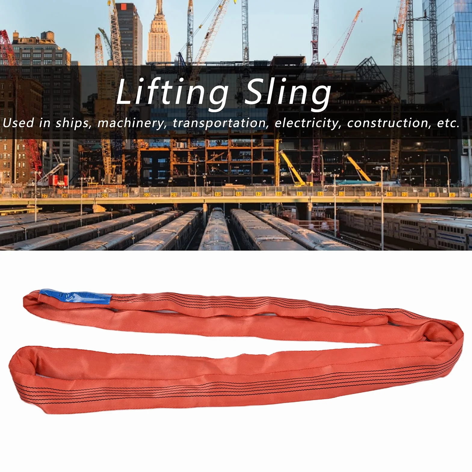 Eslinga de elevación Redonda 5T, Correas de Correas de grúa de Bucle sin Fin PES, Ancho 75 mm, 5 Metros, cinturón de elevación Resistente, Equipo de elevación (5m) 16.40ft