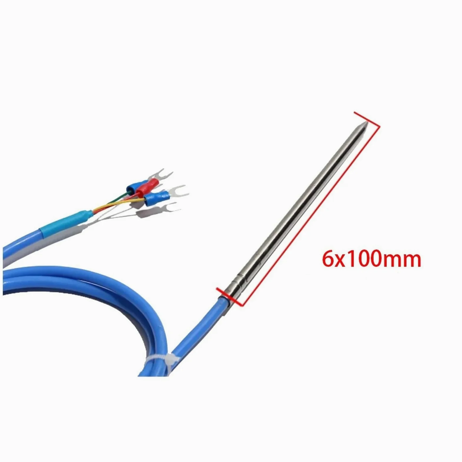 PT100/PT1000 y sensor de temperatura mejorado, sonda de 6 x 100 mm, cable de 1-5 m, RTD de respuesta rápida de acero inoxidable (PT100 mejorado, cable de 2 m)