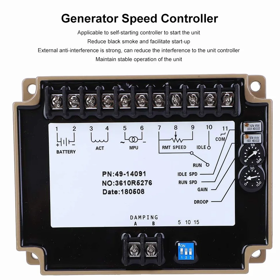 Controlador de velocidad de generador diesel, controlador de tablero de control de velocidad mecánico 4914091 Gobernador electrónico para motor diesel