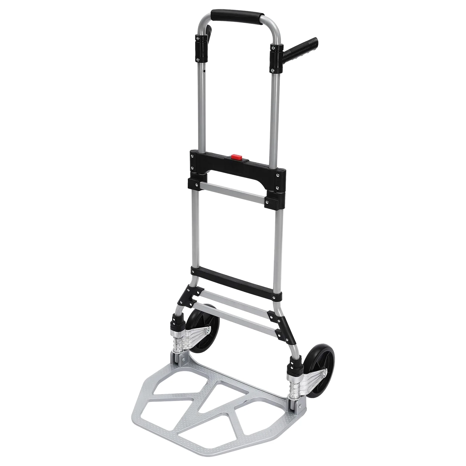 Carretilla plegable de aluminio para cargas pesadas con cuerda, capacidad de carga de 120 kg, gran superficie de carga, carro de equipaje para paquetes, equipaje y compras