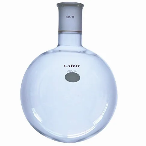 Laboy cristal único cuello de fondo redondo de ebullición Frasco 2000 ml con 34/45 conjunta