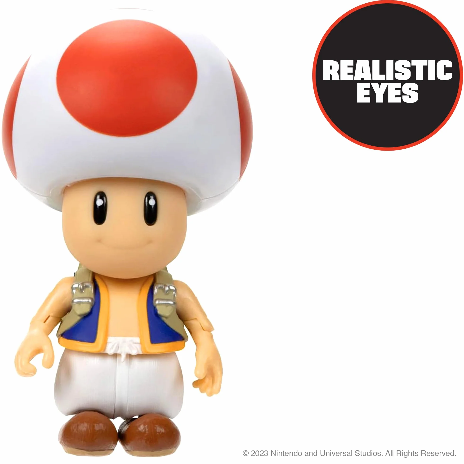 Nintendo Super Mario Figura Toad 13 cm Articulada 9 Puntos de Articulación Juguete Niños 3 Años+