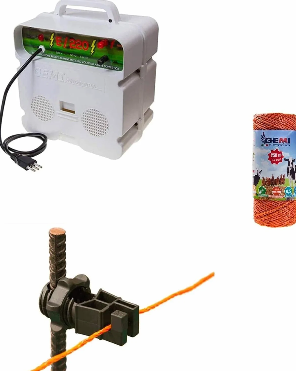 Pastor Eléctrico Kit de Cercado Eléctrico con Electrificador 220V y Accesorios Gemi